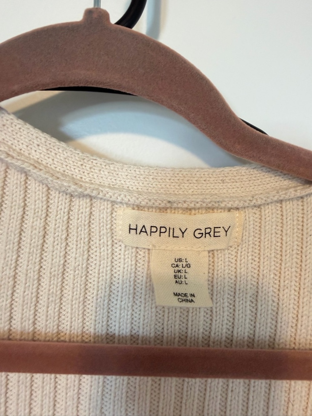 Women's Cream Ribbed Button-Front Sweater - Picture 3 of 3